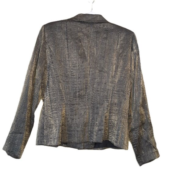 Vtg Joseph Ribkoff Green Metallic 4-Button Blazer 6 - Picture 5 of 8